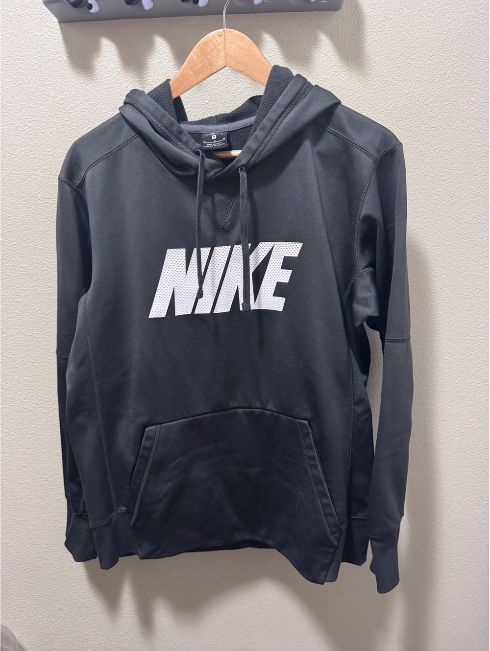 Nike Dri-FIT Men’s Hoodie Medium Black Anthracite Pullover Therma Logo